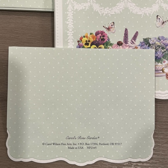 CAROL WILSON “PANSY TEACUPS” Set Of 9 Cards And 9 Envelopes - Picture 4 of 4